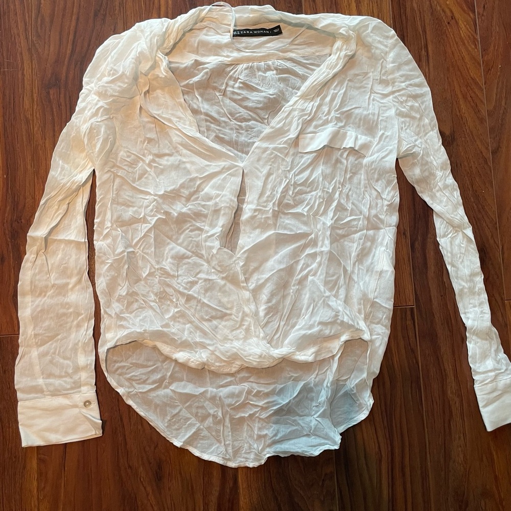 Zara White Long Sleeve Top